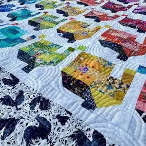 Nærbilde av Rainbow Village Quilt
