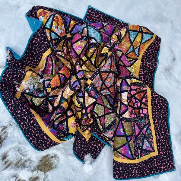 Nærbilde Quilt på snø