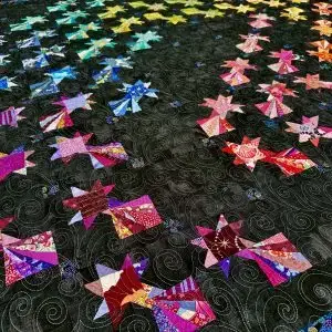 Nærbilde av Cosmic Stars Quilt